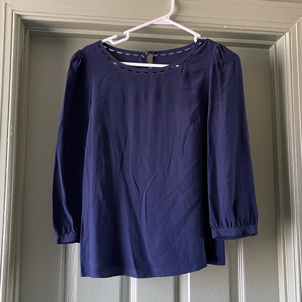 J. Crew - Navy Silk Blouse